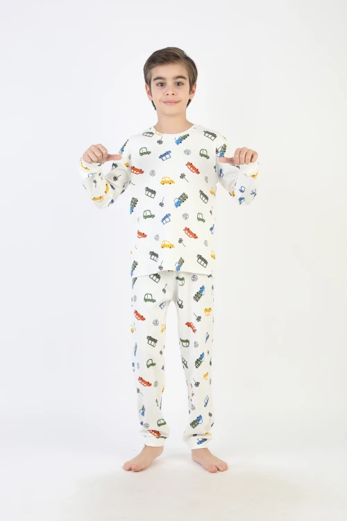 Araba Desenli Erkek Çocuk Pijama Takımı 51340