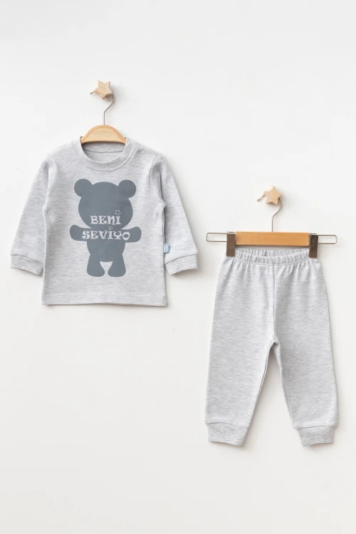 Ayıcık Baskılı Erkek Bebek Pijama Takımı 2006