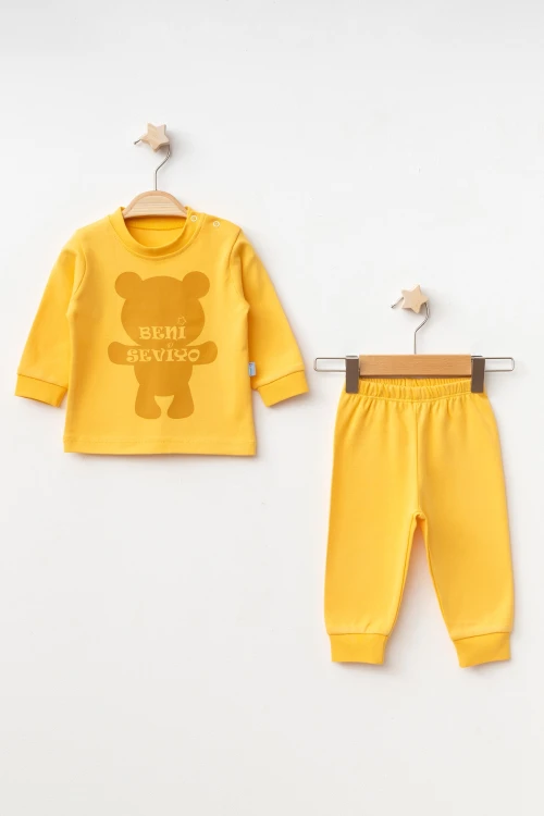 Ayıcık Baskılı Erkek Bebek Pijama Takımı 2006