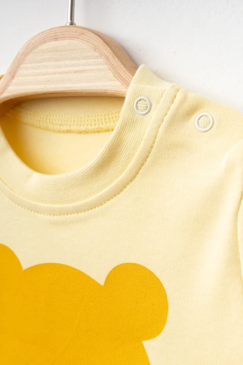 Ayıcık Baskılı Kız Bebek Pijama Takımı 2006-1