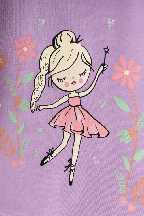 Balerin Baskılı Kız Bebek Tişört 2010