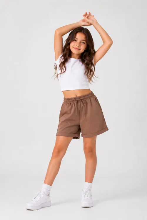 Basic Double Paça Kız Çocuk Şort 30605
