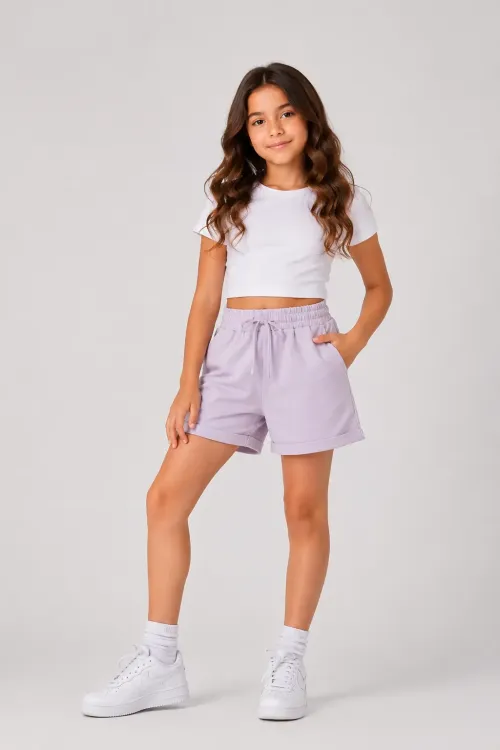 Basic Double Paça Kız Çocuk Şort 30605