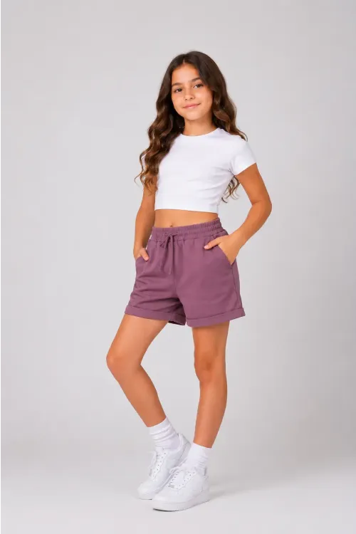 Basic Double Paça Kız Çocuk Şort 30605