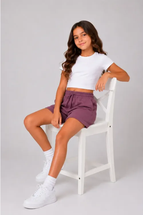 Basic Double Paça Kız Çocuk Şort 30605