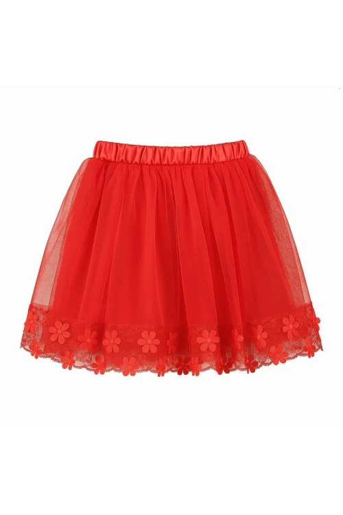 Beli Lastikli Tüllü Çiçekli Kız Çoçuk Etek 6997
