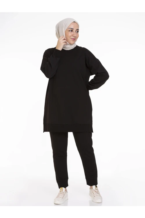 Bisiklet Yaka Düz Uzun Kollu Kadın Tunik N001