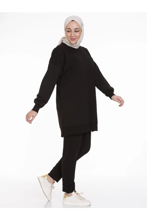 Bisiklet Yaka Düz Uzun Kollu Kadın Tunik N001