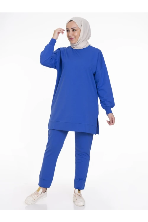 Bisiklet Yaka Düz Uzun Kollu Kadın Tunik N001