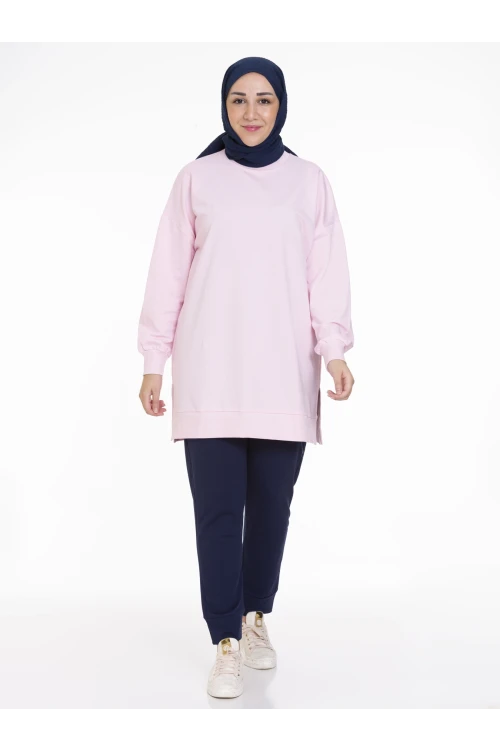 Bisiklet Yaka Düz Uzun Kollu Kadın Tunik N001