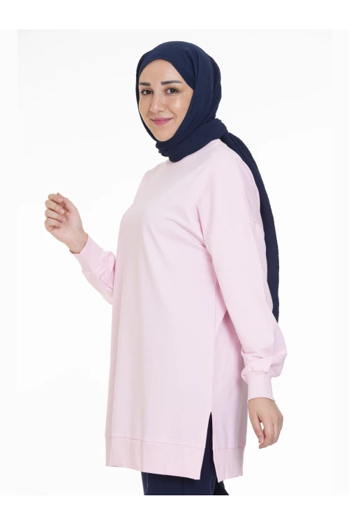 Bisiklet Yaka Düz Uzun Kollu Kadın Tunik N001