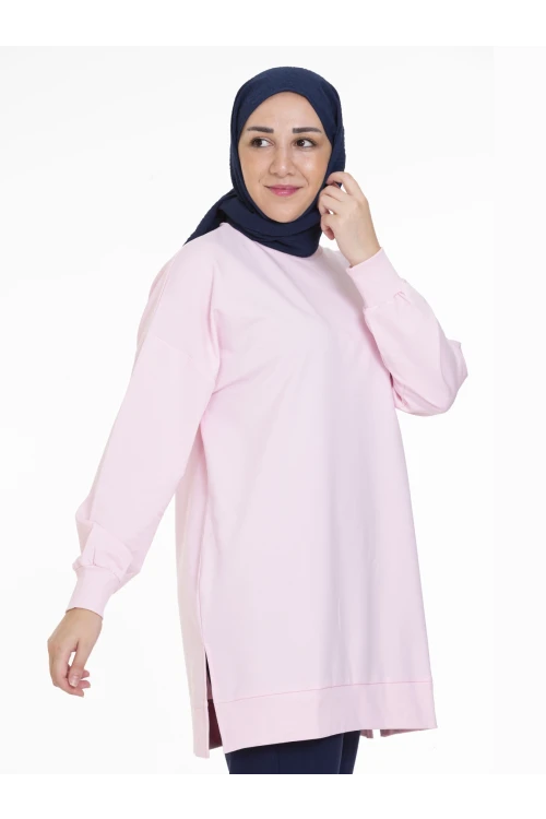 Bisiklet Yaka Düz Uzun Kollu Kadın Tunik N001