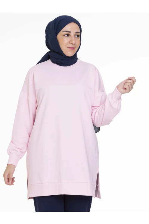 Bisiklet Yaka Düz Uzun Kollu Kadın Tunik N001