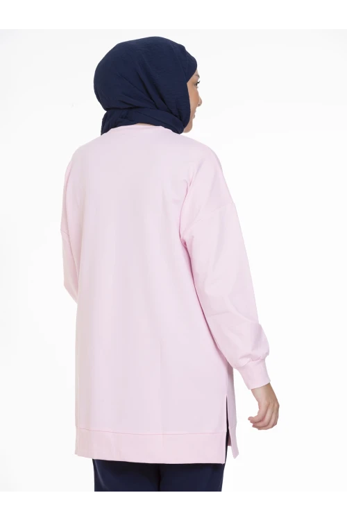 Bisiklet Yaka Düz Uzun Kollu Kadın Tunik N001