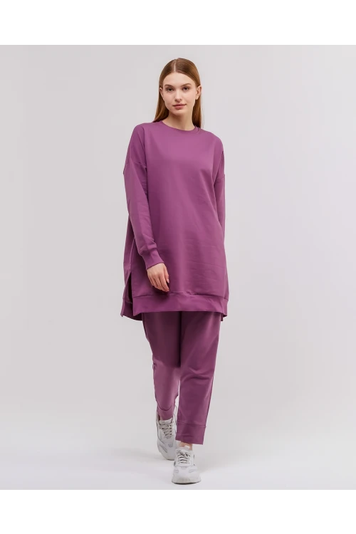 Bisiklet Yaka Düz Uzun Kollu Kadın Tunik N001