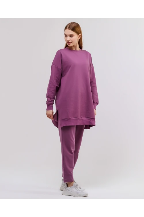 Bisiklet Yaka Düz Uzun Kollu Kadın Tunik N001