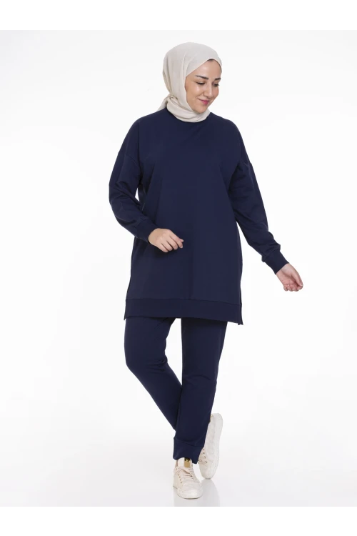 Bisiklet Yaka Düz Uzun Kollu Kadın Tunik N001