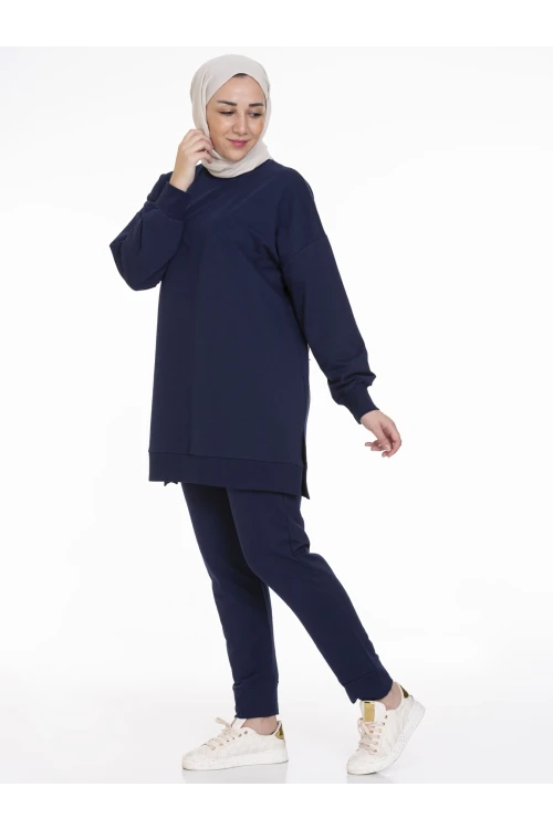 Bisiklet Yaka Düz Uzun Kollu Kadın Tunik N001