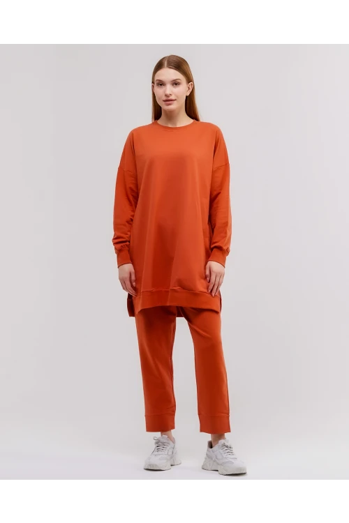 Bisiklet Yaka Düz Uzun Kollu Kadın Tunik N001