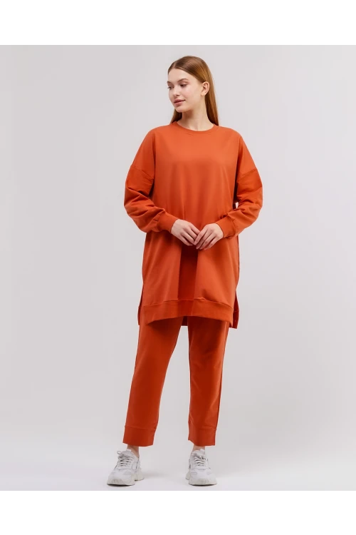 Bisiklet Yaka Düz Uzun Kollu Kadın Tunik N001