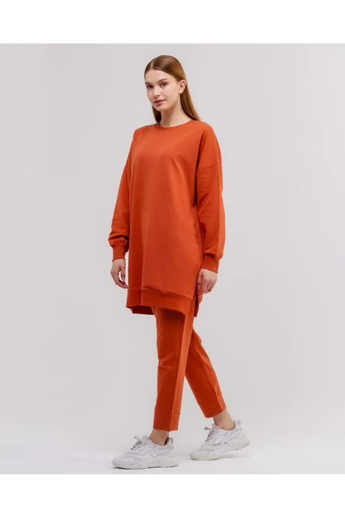 Bisiklet Yaka Düz Uzun Kollu Kadın Tunik N001