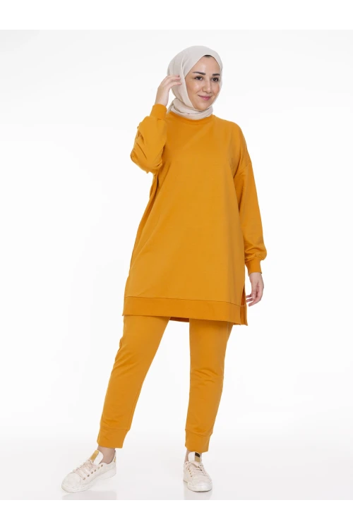 Bisiklet Yaka Düz Uzun Kollu Kadın Tunik N001