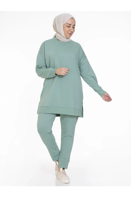 Bisiklet Yaka Düz Uzun Kollu Kadın Tunik N001