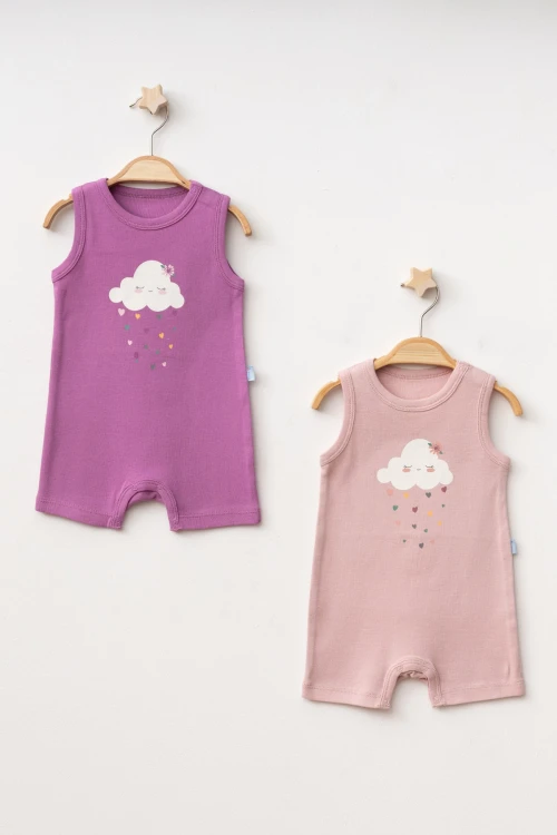 Bulut Baskılı 2li  Penye Tulum 1019