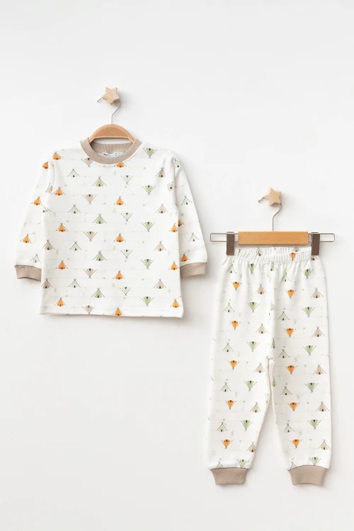 Çadır Desenli Uzun Kol Pijama Takımı 74165