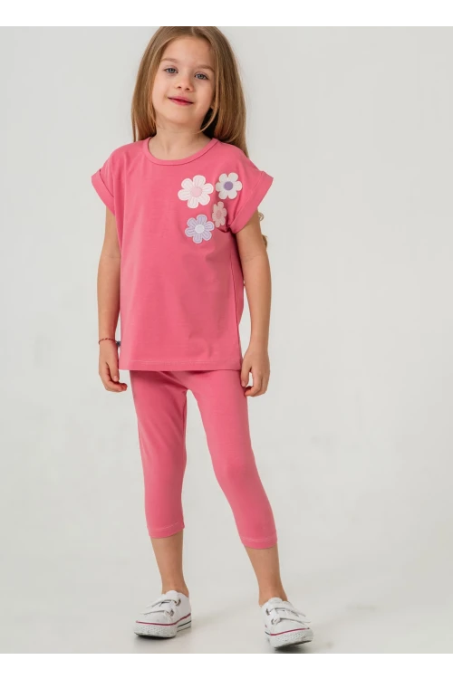 Çiçek Aplikeli Kız Çocuk Takımı 50362