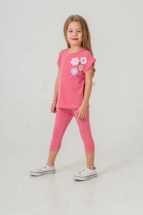 Çiçek Aplikeli Kız Çocuk Takımı 50362