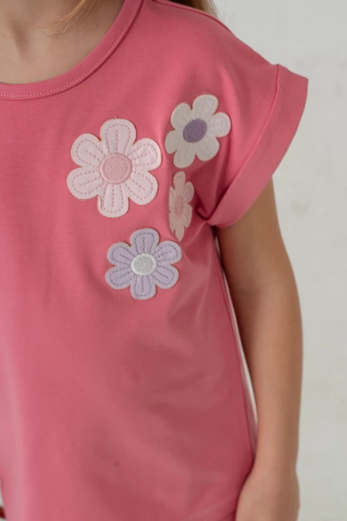 Çiçek Aplikeli Kız Çocuk Takımı 50362