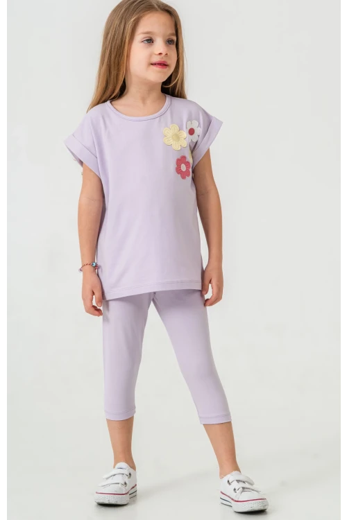 Çiçek Aplikeli Kız Çocuk Takımı 50362