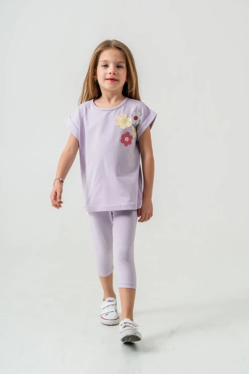 Çiçek Aplikeli Kız Çocuk Takımı 50362