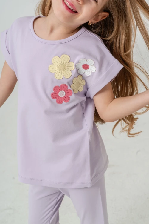 Çiçek Aplikeli Kız Çocuk Takımı 50362