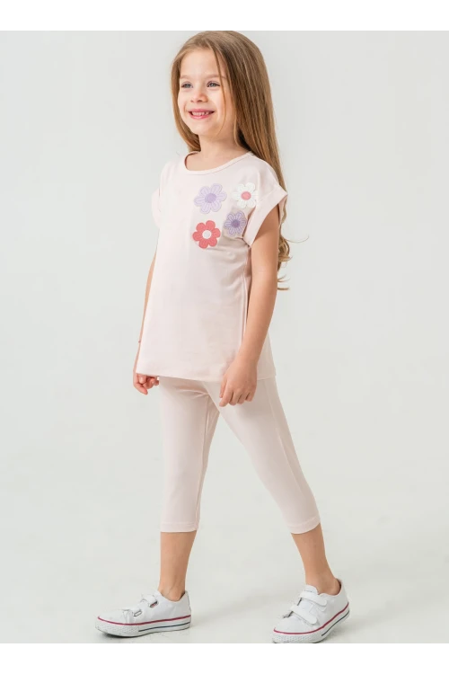 Çiçek Aplikeli Kız Çocuk Takımı 50362