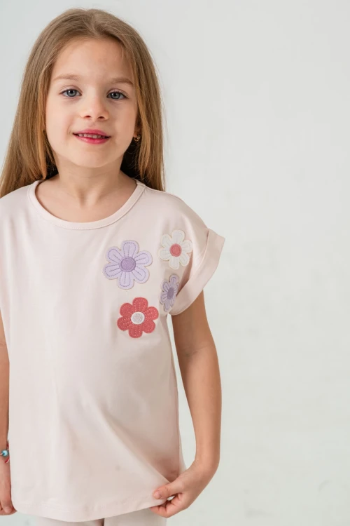 Çiçek Aplikeli Kız Çocuk Takımı 50362