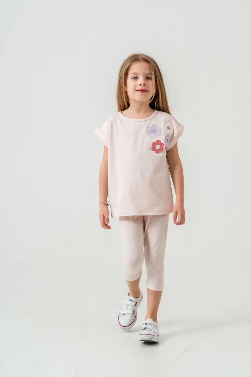 Çiçek Aplikeli Kız Çocuk Takımı 50362