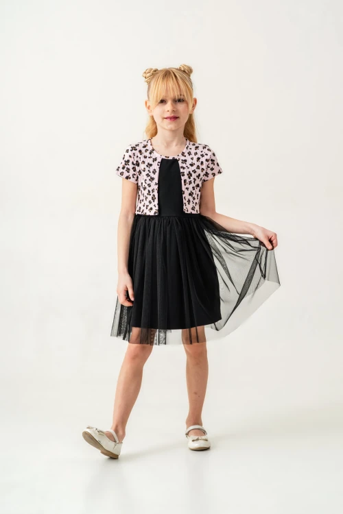 Çiçek Desenli Bolero Detaylı Kız Çocuk Elbise 008