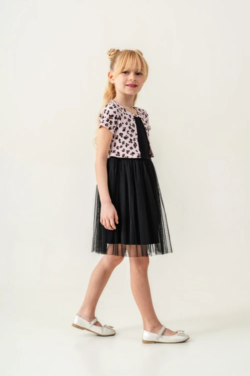 Çiçek Desenli Bolero Detaylı Kız Çocuk Elbise 008