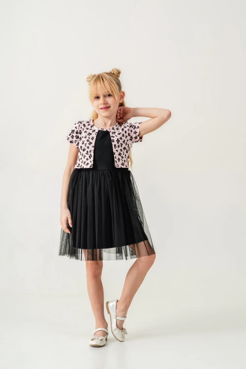 Çiçek Desenli Bolero Detaylı Kız Çocuk Elbise 008