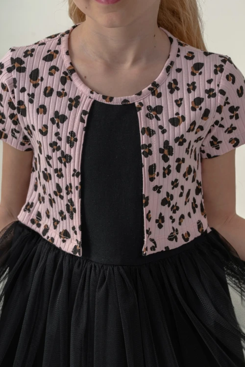 Çiçek Desenli Bolero Detaylı Kız Çocuk Elbise 008