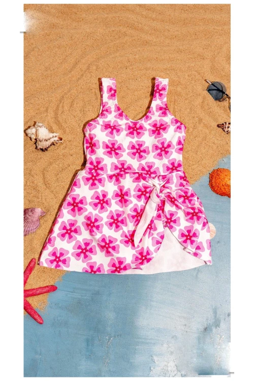 Çiçek Desenli Kız Çocuk Mayo 4401