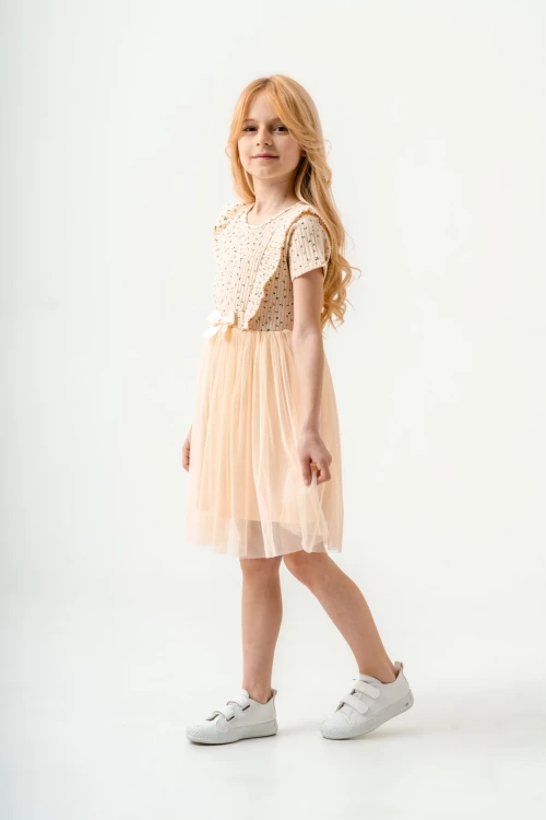 Çiçek Desenli Kurdelalı Kız Çocuk Elbise 003