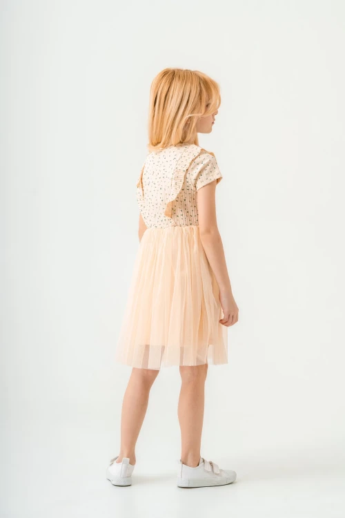 Çiçek Desenli Kurdelalı Kız Çocuk Elbise 003