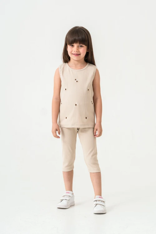 Çiçek Nakışlı Kız Bebek Takım 50358