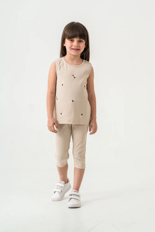 Çiçek Nakışlı Kız Bebek Takım 50358