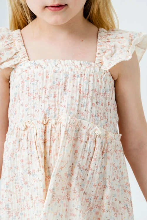 Çiçek Nakışlı Kız Çocuk Müslin Takım 3815