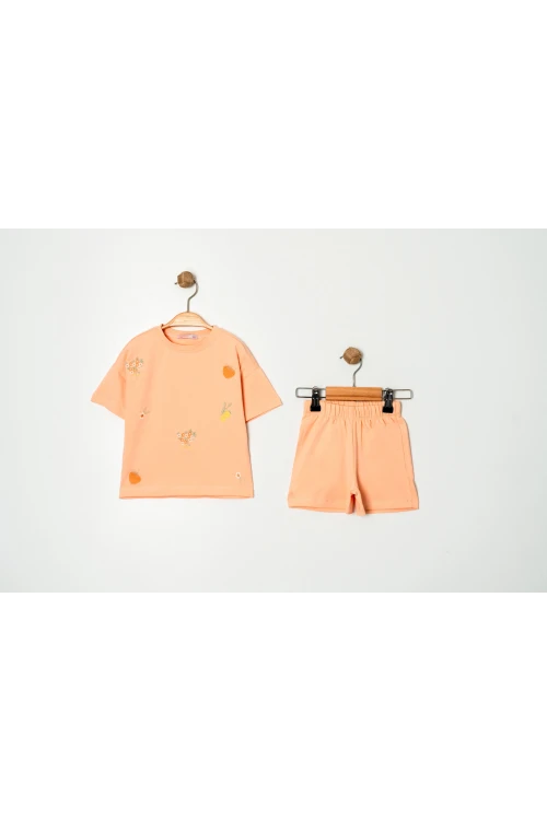 Çiçek Nakışlı Şortlu Kız Takım 12340