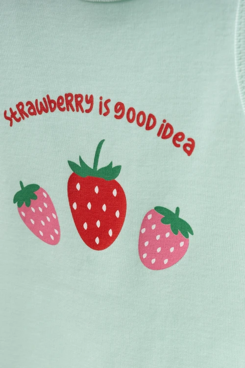 Çilek Baskılı 2li  Penye Tulum 1018